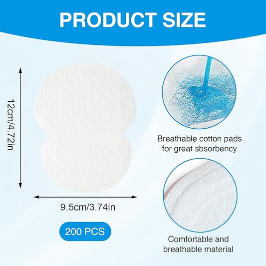 200PCS Underarm Sweat Pads for Women Men, Disposable Ultra-Absorbent Invisible Arm Pit Sweat Guards