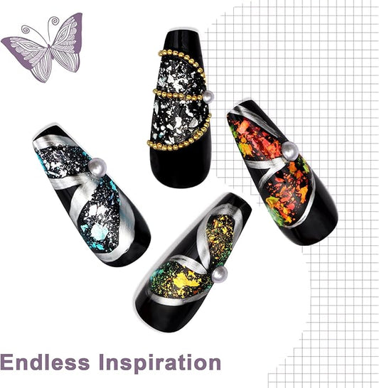 Laza Blue Green Chameleon Flakes Nail Glitter Irregular Opal Nail Foil Flakes Chunky Confetti Color-Shift Sequins Iridescent Fairy Dust for Mermaid Nails Design, Nail Decorations for Nail Art