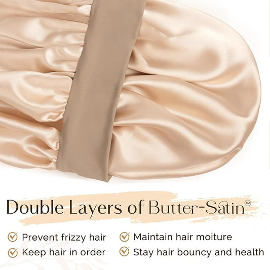 YANIBEST Silk Bonnet for Sleeping Women, Double Layer Hair Satin Bonnets with Elastic Band, Sleep Cap Curly Natural Hair