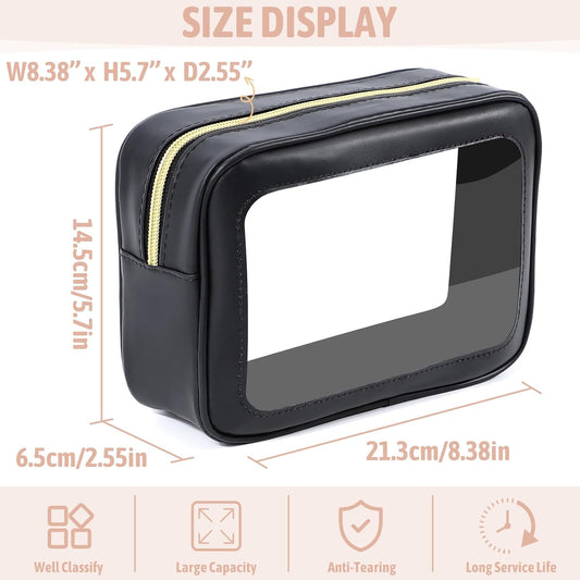 3PCS Diaper Bag Organizer Pouch Set, TSA Approved Toiletry Bag,Clear Waterproof TPU Makeup Bag Set Travel Organizer Bags for Women and Kids