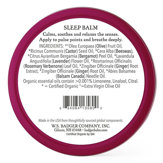 Badger - Sleep Balm, Lavender & Bergamot, Natural Sleep Balm, Scented Relaxing Balm for Children and Adults, Calming Night Balm, Organic Sleep Balm, 2 oz