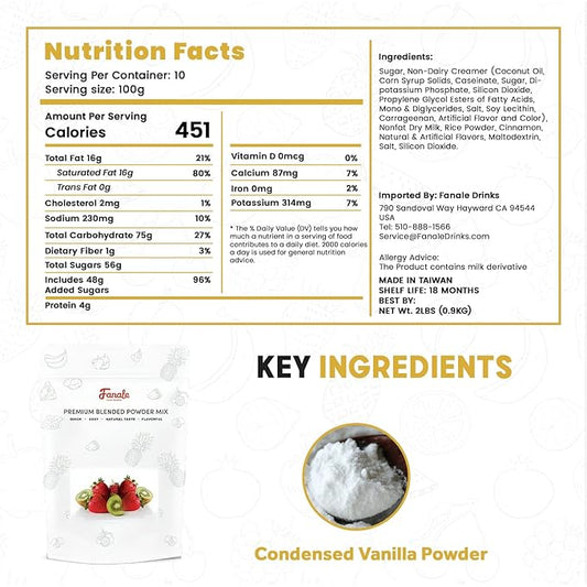 Fanale Premium Horchata Bubble Tea Flavoring Powder | Perfect for Baking, Smoothies, Desserts and Drinks | Instant Flavoring Powder for Boba Milk Tea - 2.2 Pounds (Pack of 10).