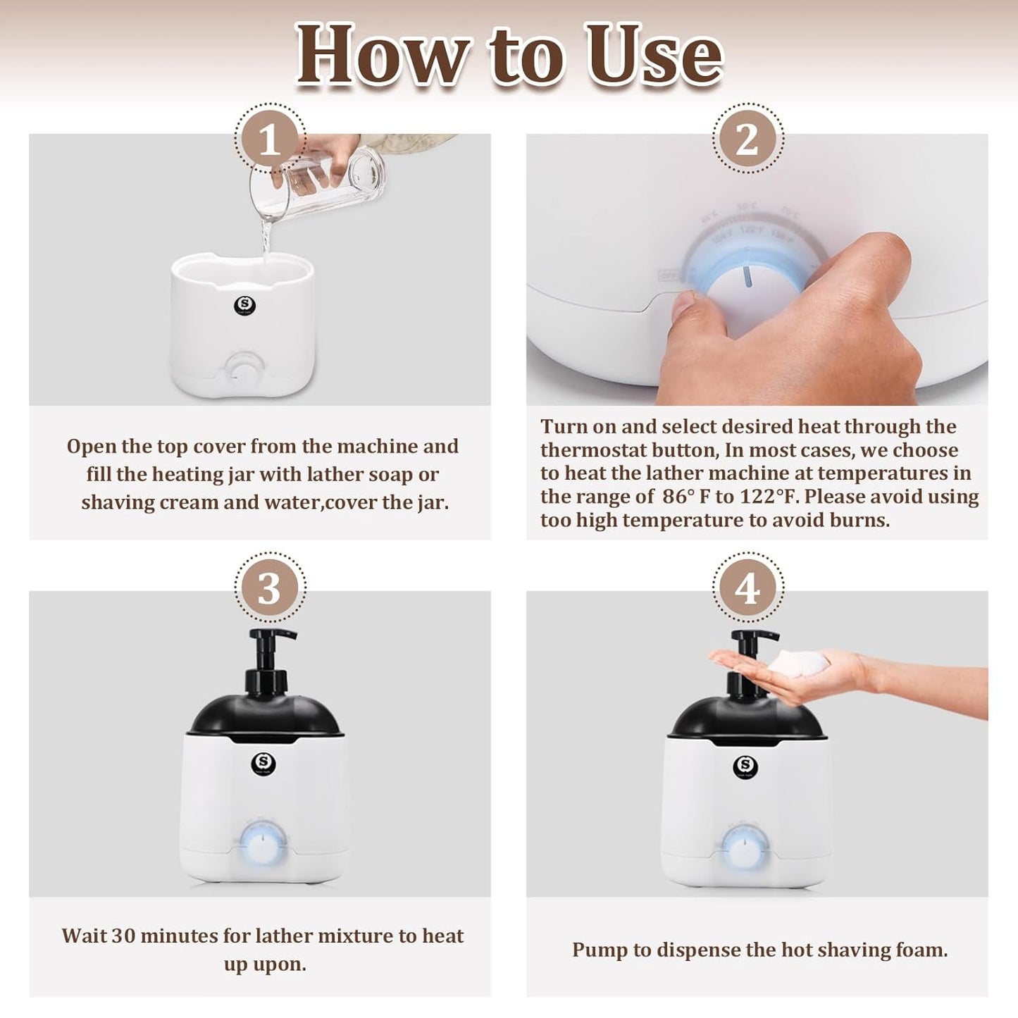 SANGLE SOPFFY Hot Lather Machine,Shaving Cream Warmer for Men 800ML Large Capacity Heated Shaving Cream Dispenser for Home Salon Barber Shop Spa With 2 Pumps,Christmas and Birthday Gift (Black)