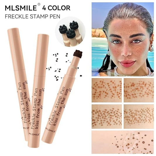 AKARY Stamp Freckle Pen Natural Lifelike Fake Freckles Makeup, Waterproof Long Lasting Quick Dry 5 Comb Corners Natural Like Face Freckle Makeup Pen for Effortless Sunkissed Makeup, 04-Dark Brown