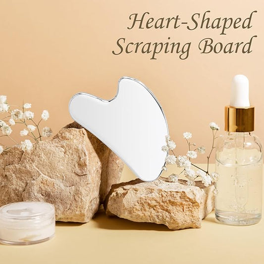 Stainless Steel Gua Sha Facial Tools Heart Shaped Guasha for Face Metal Gua Sha Tighten Skin Massage Guasha Beauty Tool for Body Eyes Neck