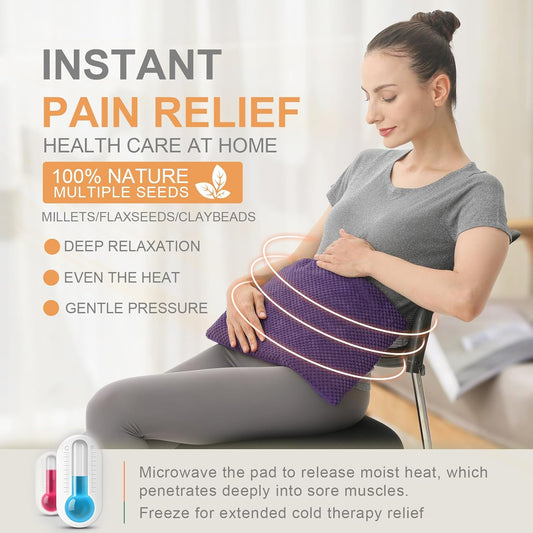 UNCN Wide Microwave Heating pad with Washable Cover 9.5 x 16in Microwavable Hot Pad for Neck Shoulder, Cramps, Back Cordless Warm Compress Weighted Moist Heat Pack for Aches, Unscented