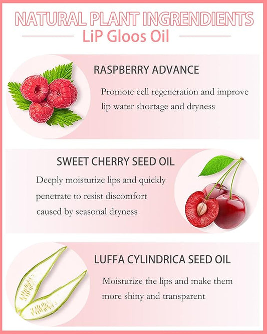 Lip Glow Oil, Mahogany, Lip Care Product with Hydrating Plumping Lip Gloss, Clear Tinted Lip Oil for Dry Lips, Nourishing Lip Gloss Oil, Christmas Makeup Gift for Women