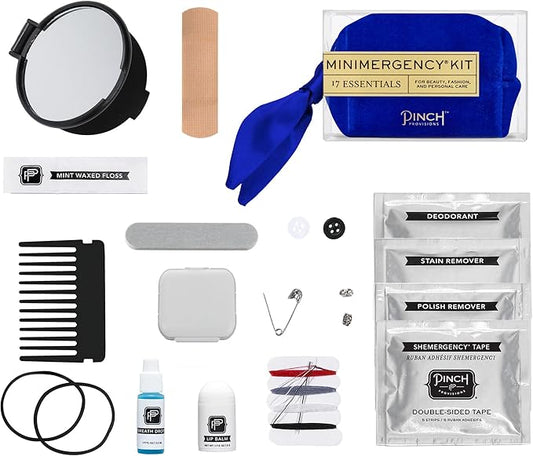 Pinch Provisions Velvet Minimergency Kit, for Her, Includes 17 Must-Have Emergency Essential Items, Compact, Multi-Functional Pouch, Gift for Parties and Birthdays