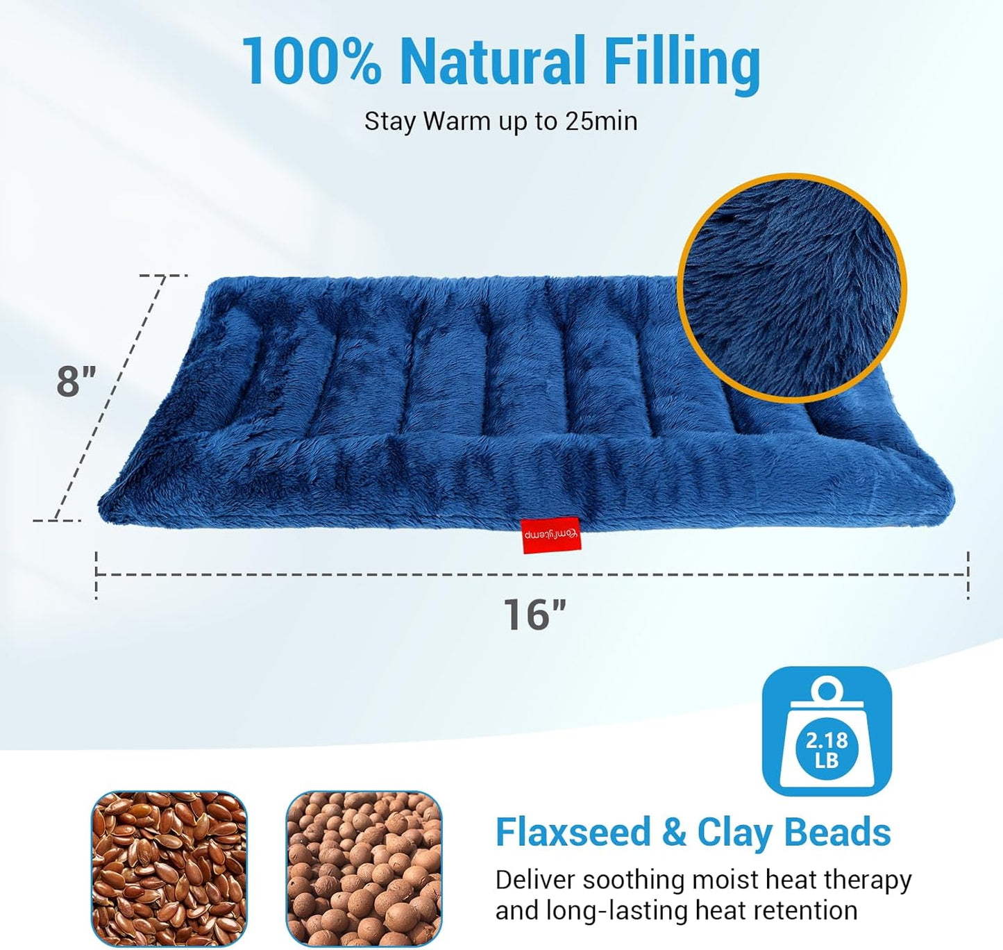 Comfytemp Microwavable Heating Pad for Pain Relief, 8"x16" 2.18 LB Hot Pack Moist Heat Physical Therapy for Neck Shoulder, Cramps, Muscle Aches, Joints, Warm Compress Recovery Gifts