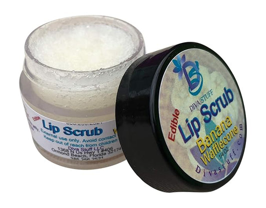 Diva Stuff Ultra Hydrating Lip Scrub for Soft Lips, Gentle Exfoliation, Moisturizer & Conditioner, Banana Wafflecone – ¼ oz (Made in the USA)