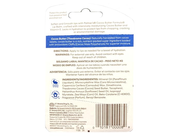 Palmer's Cocoa Butter Formula Moisturizing Lip Balm 0.15 oz (Pack of 6)