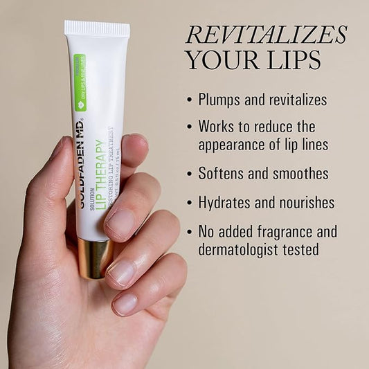 Goldfaden MD Lip Therapy | Restoring Lip Treatment | w/Peptides, Hyaluronic Acid, Fruit Berry Wax, Borage Oil, Rose Hip Oil & Vitamin E | Nourishes, Hydrates & Plumps Appearance 0.5 fl oz / 15 mL