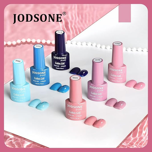 JODSONE 32 Colors Gel Nail Polish Set Same Color Same Bottle No Wipe Base Top Matte Glitter Coat Professional Choice
