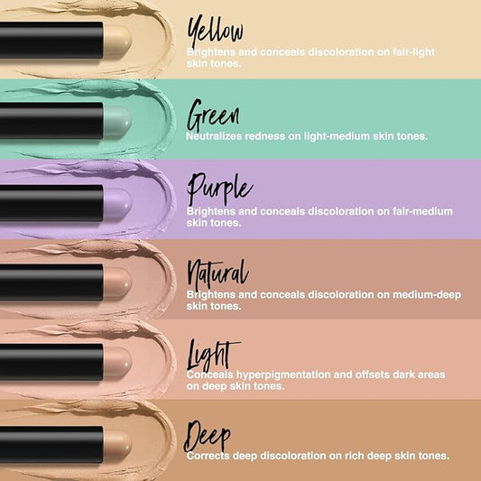 Jolilab 6 Color Contour Stick Concealer Stick Cream Palette Contour Multifunctional Contouring Makeup Kit for Face Highlighter Makeup Stick Set Long Lasting & Waterproof(6PCS Set, 1)