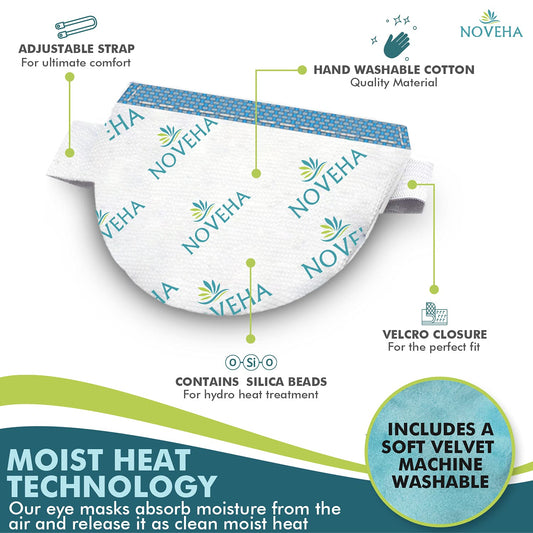 NOVEHA EXPRESS Warm Compress Individual Eye Mask | Moist Hot Technology For Sensitive Dry Eyes - Relieves Stye & Pink Eye - Reusable Heat Water Treatment for Irritated Eyes and Eyelid Lumps