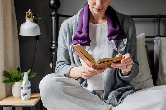 Victoria's Lavender Luxury Microwavable Aromatherapy Neck Wrap and Eye Mask Pillow, Made in The USA Lavender Gift Set with Organic Lavender Buds and Flax Seed for Hot or Cold Application - (Set of 2)