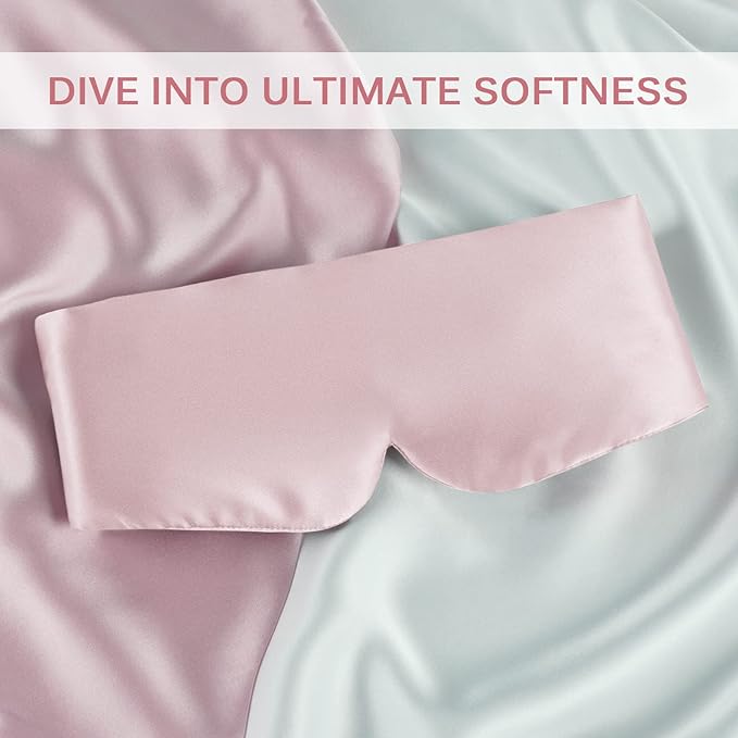 Zenssia 100% Mulberry Silk Sleep Mask Eye Mask for Man and Woman with Adjustable Headband, Full Size Large Sleep Mask & Blindfold for Total Blackout for All Night Sleep, Travel & Nap- Light Plum