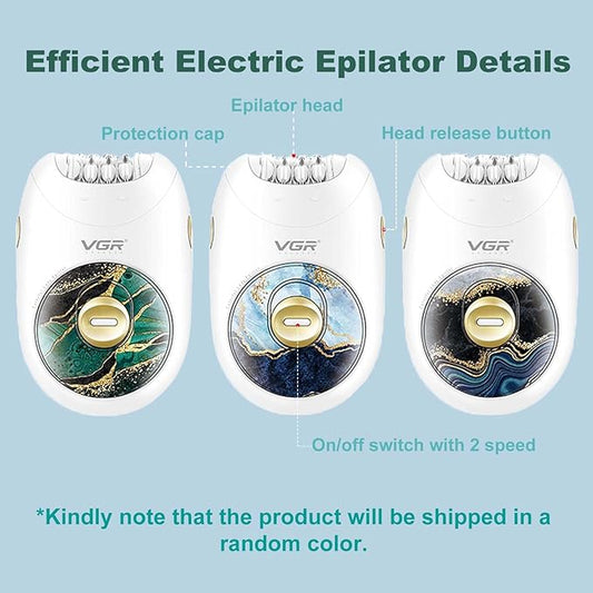 VGR 706 Professional Epilator for Women,Portable Cordless Smooth Glide Hair Removal Device for Legs, Underarm, Back,Full-Body Epilator with 18 Tweezers System, 2 Speeds Hair Removal with Silent Design