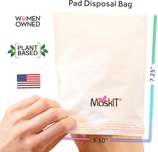 MaskIT Sanitary Napkin Disposal Bags — Plant-Based Disposal Bags for Sanitary Napkins, Period Panties, and Other Menstrual Products — Disposable Pad Pouch for Home & On The Go. — 3 Pack, 54 Count