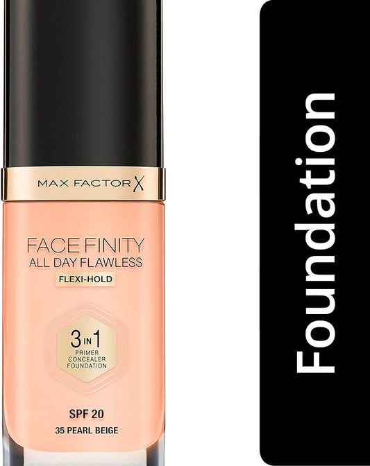 Max Factor Facefinity All Day Flawless 3 In 1 Foundation SPF 20, 30 Ml, 35 Pearl Beige