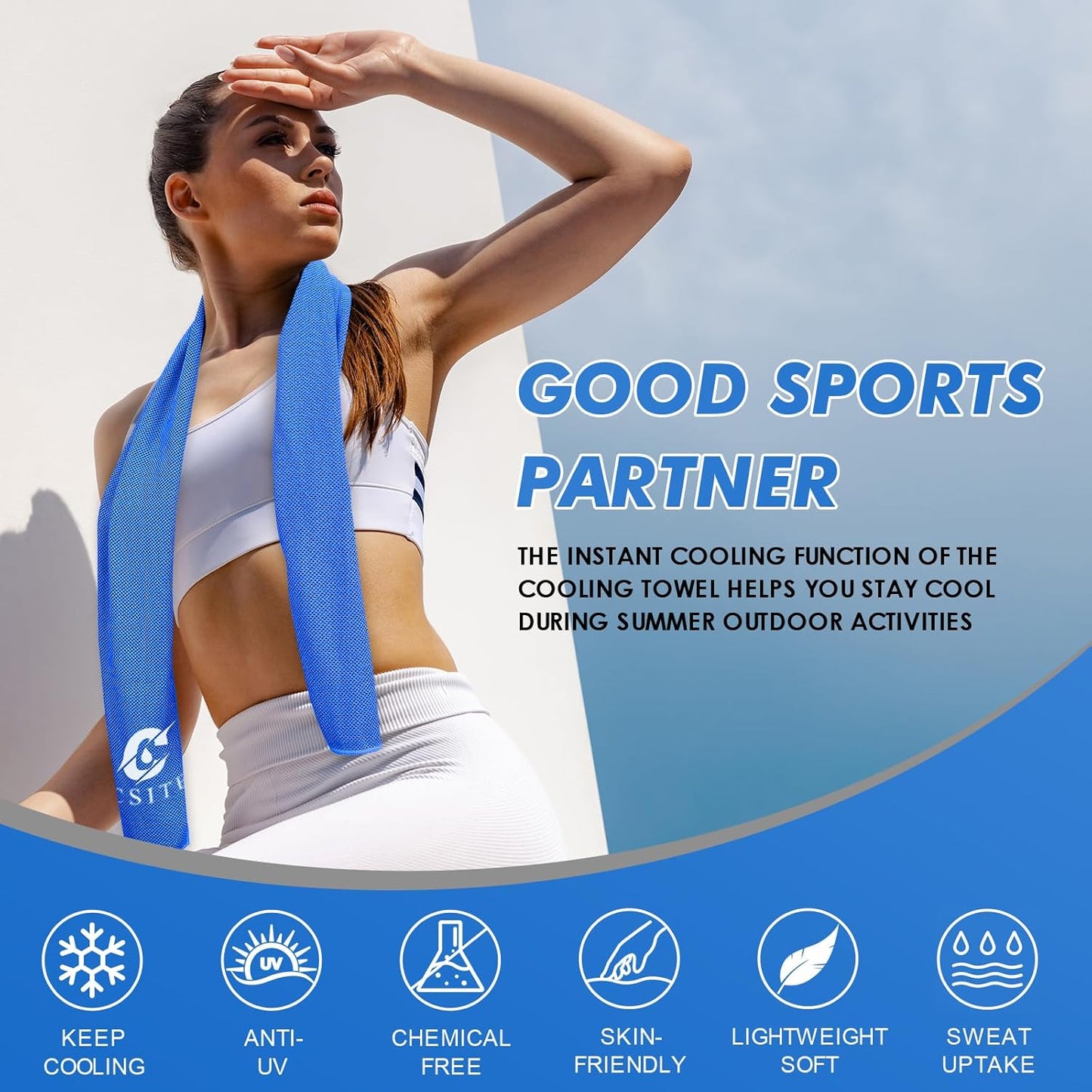 Cooling Towels for Neck and Face - 6 Pack 47x12 Inch Ice Cold Microfiber Towels, Soft & Breathable Cooling Towel for Hot Weather, Sports, Yoga, Workout, Running, Golf, Camping