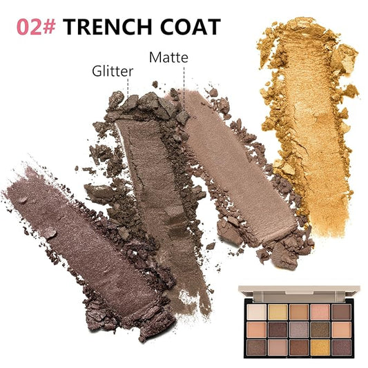 Boobeen 15 Colors Eyeshadow Palette, Highly Pigmented Matte and Shimmer Eye Shadow (with smudger), Soft Powder Eye Makeup Palette for Women and Girls, Create Flawless Glam Eye Looks