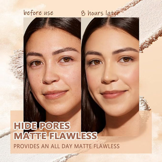 Oil Control Face Pressed Powder,Matte Smooth Flawless Setting Powder Makeup,Waterproof Long Lasting Finishing Powder,Cruelty Free Lightweight Face Cosmetics,0.35Oz(PURE BEIGE)
