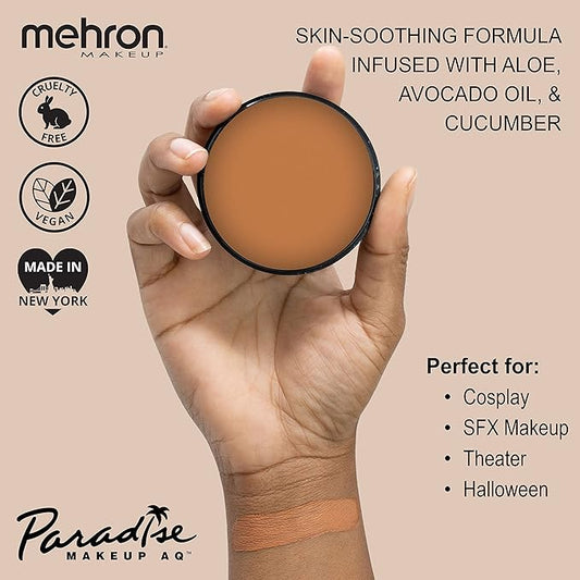 Mehron Makeup Paradise Makeup AQ Pro Size | Stage & Screen Performance, Face & Body Painting, Beauty, Cosplay, and Halloween | Water Activated Face Paint, Body Paint 1.4 oz (40 g) - Light Brown