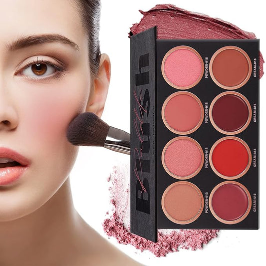 8 Colors Blush Palette,Vegan, Cruelty Free & Hypoallergenic,Women Facial Makeup Plate,Skin Tone Enhancing-Meiyugo