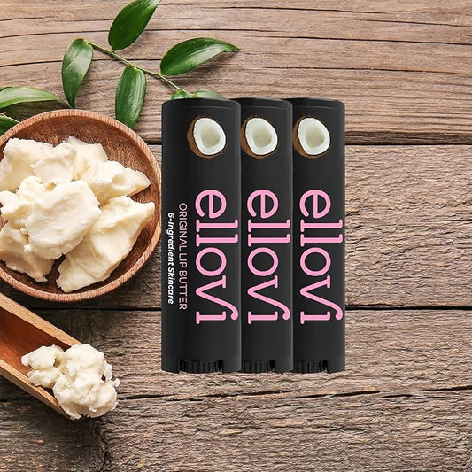 Natural Lip Butter Lip Balm - Original - Pure Enough to Eat - Made With Just 6 Vegan Ingredients - 100% Natural & Organic Moisturizing Lip Care for All Day Hydration (3-Pack)