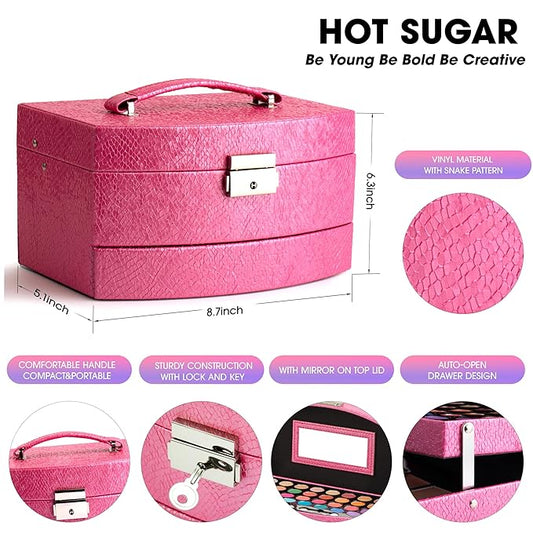 Hot Sugar Girls Makeup Kit for Birthday Gift, All in One Beginner Makeup Kit for Women Full Kit, Christmas Makeup Set for Teens 10 12 13 16 Includes Real Cosmetics and Makeup Tools (Red)