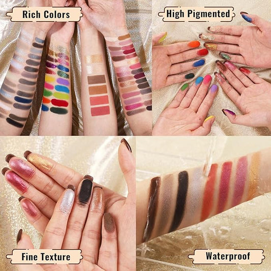 UCANBE Eyeshadow Makeup Palette 86 Colors, Matte Black Grey Silver Smokey Goth Eye Shadows+Chunky Pressed Glitters+Bright Colorful Neon Shades+Rosy Rusty Neutrals for Every Day & Halloween Make Up