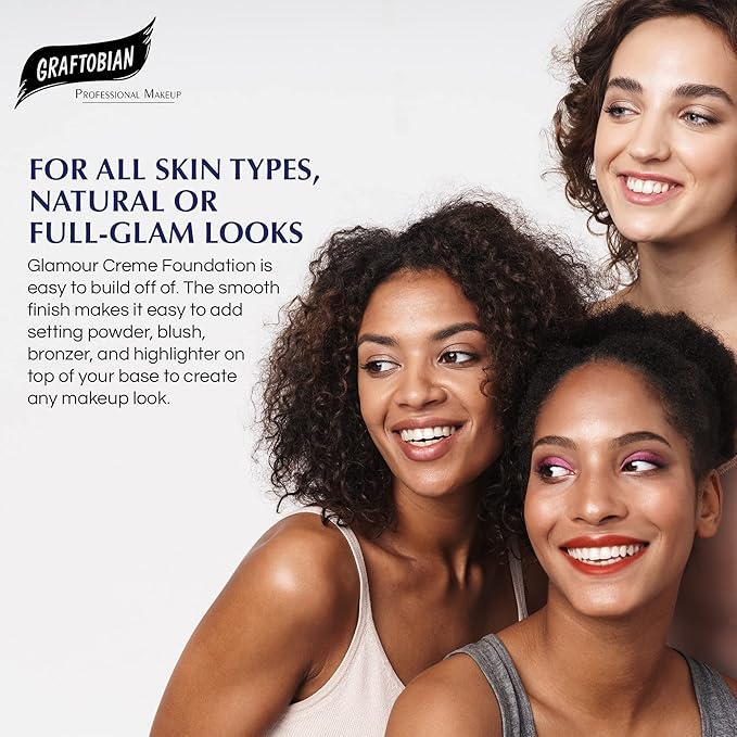 Graftobian HD Glamour Crème Foundation 1/2oz, Weightless Full Coverage Makeup, 65 Inclusive Shades, For All Skin Types, Natural or Full-Glam Looks, For Professionals and Beginners, Raspberry Wine