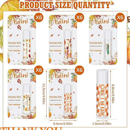 30 Pack Hello Fall Thanksgiving Party Gifts Bulk Lip Balms Favors Employee Appreciation Gifts Small Thank You Gifts for Women Men Satff Coworkers Teachers