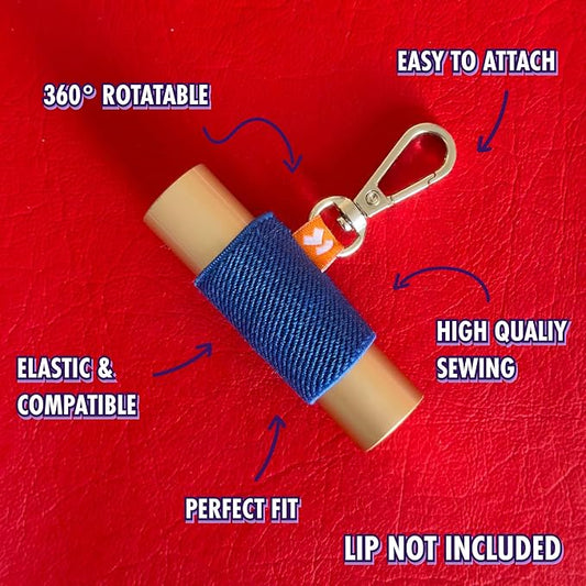 LipBalm Holder with Keychain, Lipstick Holder Keychain, Lip Gloss Holder Keychain, Never Lose Your Lip Balm, Lip Gloss or Lipstick with Cute Elastic Lip Balm Keychain Holder (Cherry)