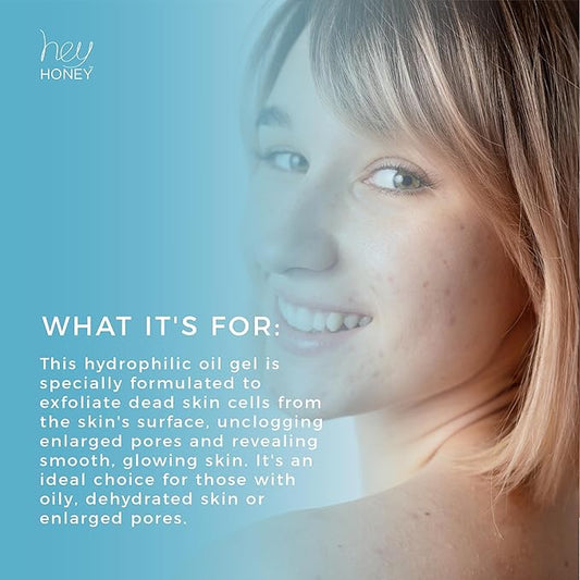 Hey Honey Skincare Be Clear - Acne Control Deep Pores Cleansing Gel | Propolis, Green Tea Oil, Camellia | Exfoliates, Unclogs Pores, Balances Oil Production | Fast Acting & Long Lasting | 2.7 Oz