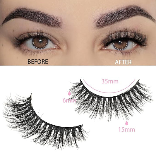 FARRED Lashes Natural Look Short Cat Eye Natural Lashes Fluffy Wispy False Eyelashes 14 Pairs Faux Mink Strip Eye Lashes Pack for Daily Makeup (F7 | 6-15mm)