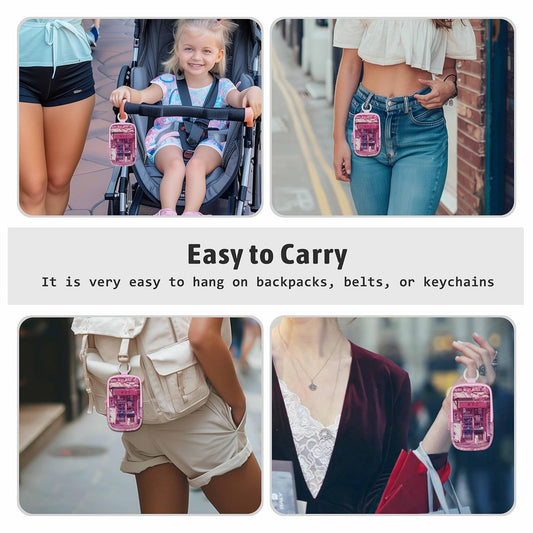 Hand Sanitizer Spray Case, Kawaii White Cats Hand Sanitizer Holder Zippered Pouch, Cute Fashion Accessory with Snap Hook for Glow Mist and Power Mist 1FL OZ