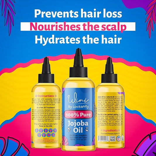 Locsanity Wini Pure 100% Cold Pressed Jojoba Oil for Hair and Body, 4 fl oz