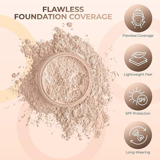 1 Ounce Light Foundation Powder Refill By Sweet Face Minerals, Lightweight Mineral Loose Makeup Powder with SPF 20, Full Coverage Flawless Finish, Talc-free, Cruelty-Free, Refillable Pouch