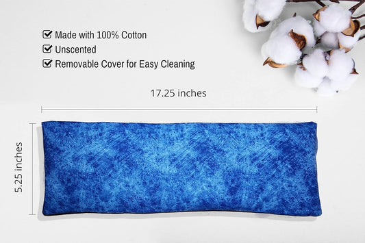 Microwavable Corn Filled Heating Pad and Cold Pack/Washable 100% Cotton Cover (Etched - Cobalt, 5.25in W x 17.25in L)