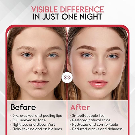 Lip Mask Overnight with Hyaluronic Acid & Collagen, Lip Sleeping Mask for Dry Cracked Lips, Moisturizing, Hydrating, Exfoliating Night Treatment for Lip Care (Strawberry)