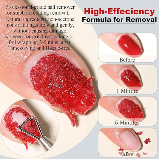 LOUINSTIC Gel Nail Remover - 1 PC,Fast Acting, No Soaking or Wrapping,2-5 Minutes to Easily Remove Gel Nail Polish,Gentle on Nails, Portable Design, Ideal for Home Nail Care Kit