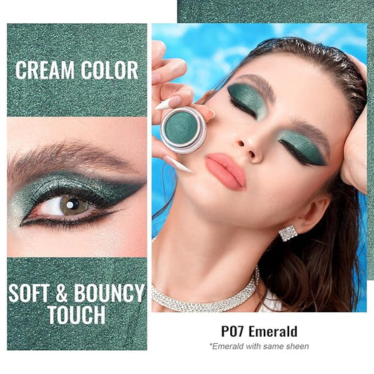 Oulac Shimmer Cream Eyeshadow also for Highlighter Blendable Eye Shadow Waterproof&Long Lasting with Moisturizing Formula Soft Shimmer Eye Make-up,Vegan & Cruelty-Free,6g P07