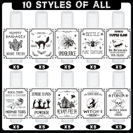 50 Pcs Halloween Spooky Lip Balm Gifts Bulk Vintage Apothecary Skull Lip Balm Favors Honey Flavor Lip Balms Halloween Party Supplies Goodies Halloween Treat Bag Stuffer for Kids Adults