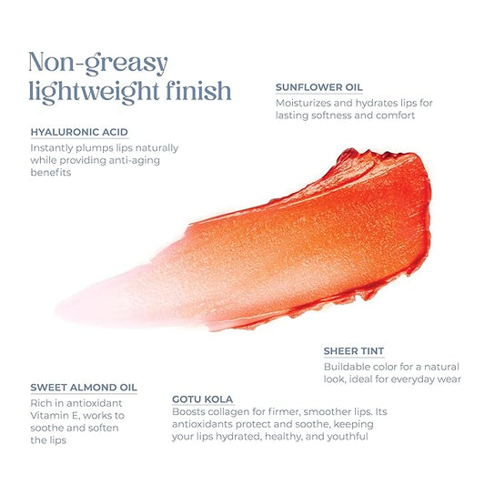 Tinted Lip Balm. Moisturizing Sheer, Buildable Lip Color with Hyaluronic Acid, Vitamin E and Rich Oil, Perfect Revitalizer for Chapped Lips. Beauty Plumper Moisturizer 0.21oz- Sunny Citrine