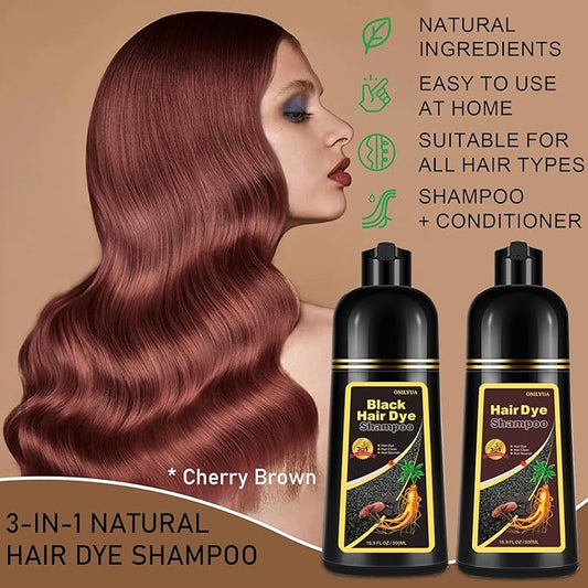 Cherry Brown Hair Dye Shampoo 3 in 1, Magic Reddish Brown Color Shampoo for Women Men, Instant Hair Dye Shampoo Colors Hair in Minutes, Color Shampoo Hair Dye, Natural Formula for All Hair Types