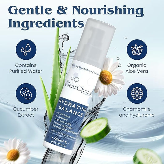 Clear Choice Hydrating Balance Facial Mist 6.7oz – Rejuvenating Spray for All Skin Types, Tightens Pores, Prolongs Makeup, Restores pH Balance