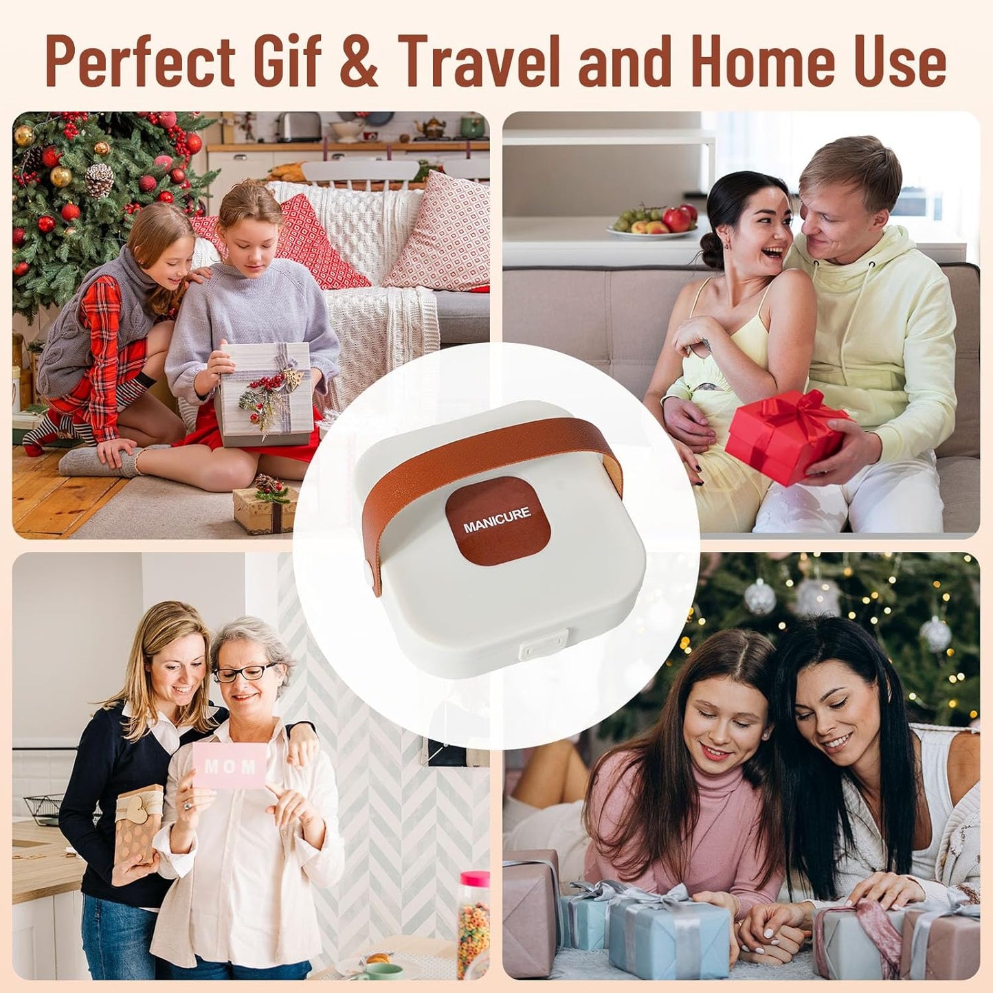 Nail Clippers and Beauty Tool Portable Set, Cuticle Nail Care Tools, 7pcs Stainless Steel Grooming Kit, Suitable for Home, Workplace, Outdoor Travel, Gift Giving, Salon., Beige+Brown