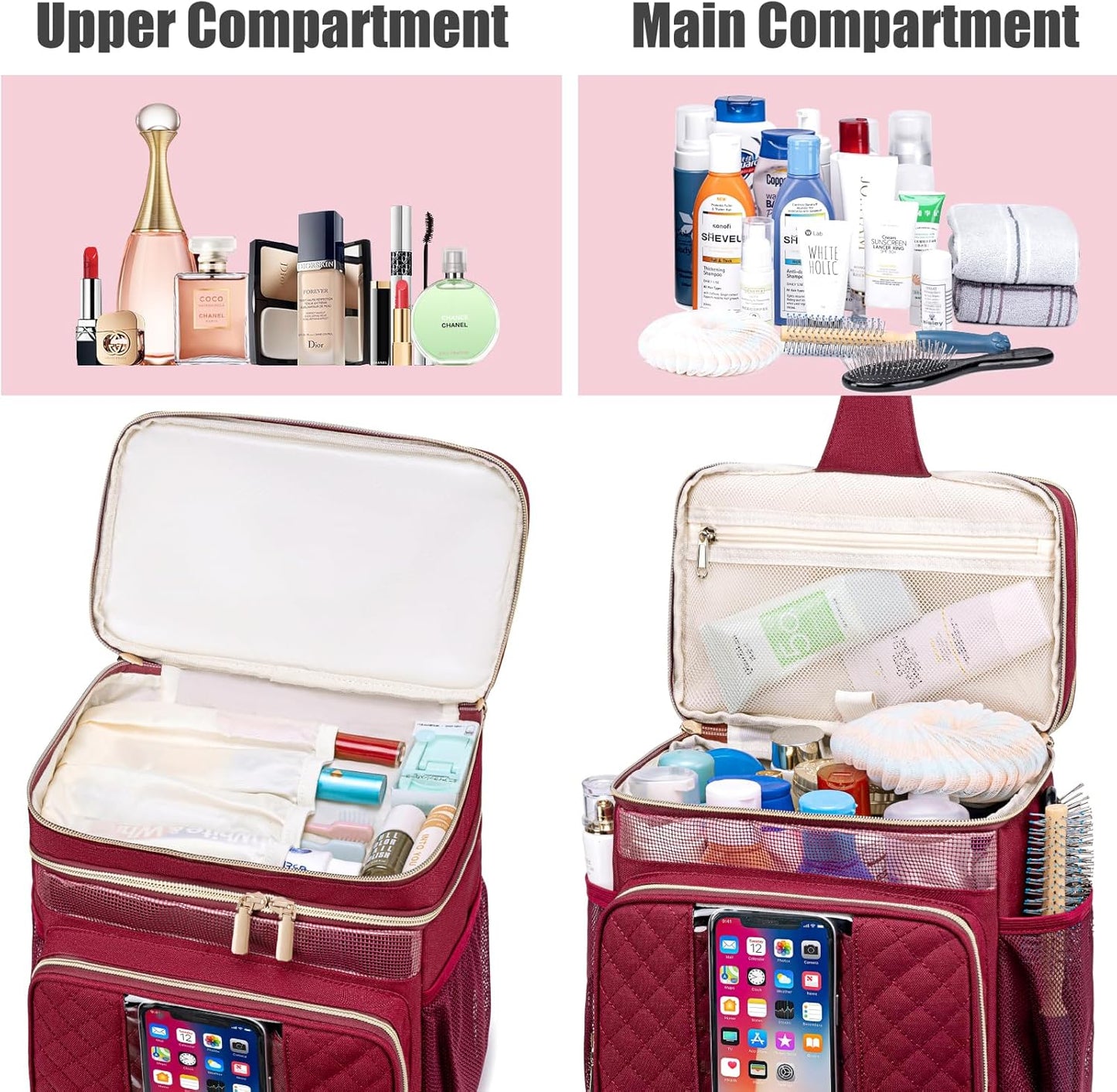 Large Toiletry Bag for Women Men,Bathroom Bag,Water Resistant Portable Shower Caddy for College Dorm,Hanging Toiletry Bags for Traveling,Gym Camping Cruise Ship Travel Essentials Shower Bag